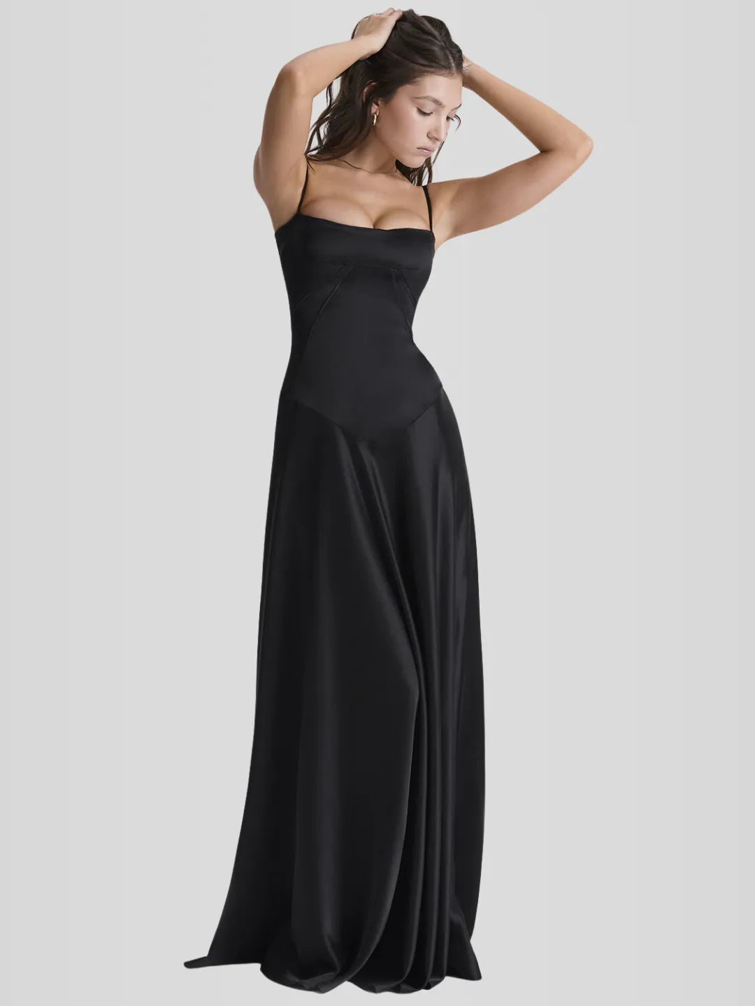 Vestido Longo Com Cetim Sedoso - Lindele Exclusive