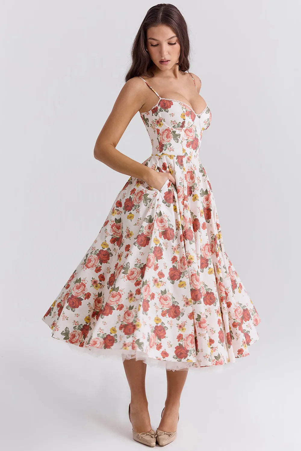 Vestido Midi Modelador Com Forro em Tule - Lindele Exclusive