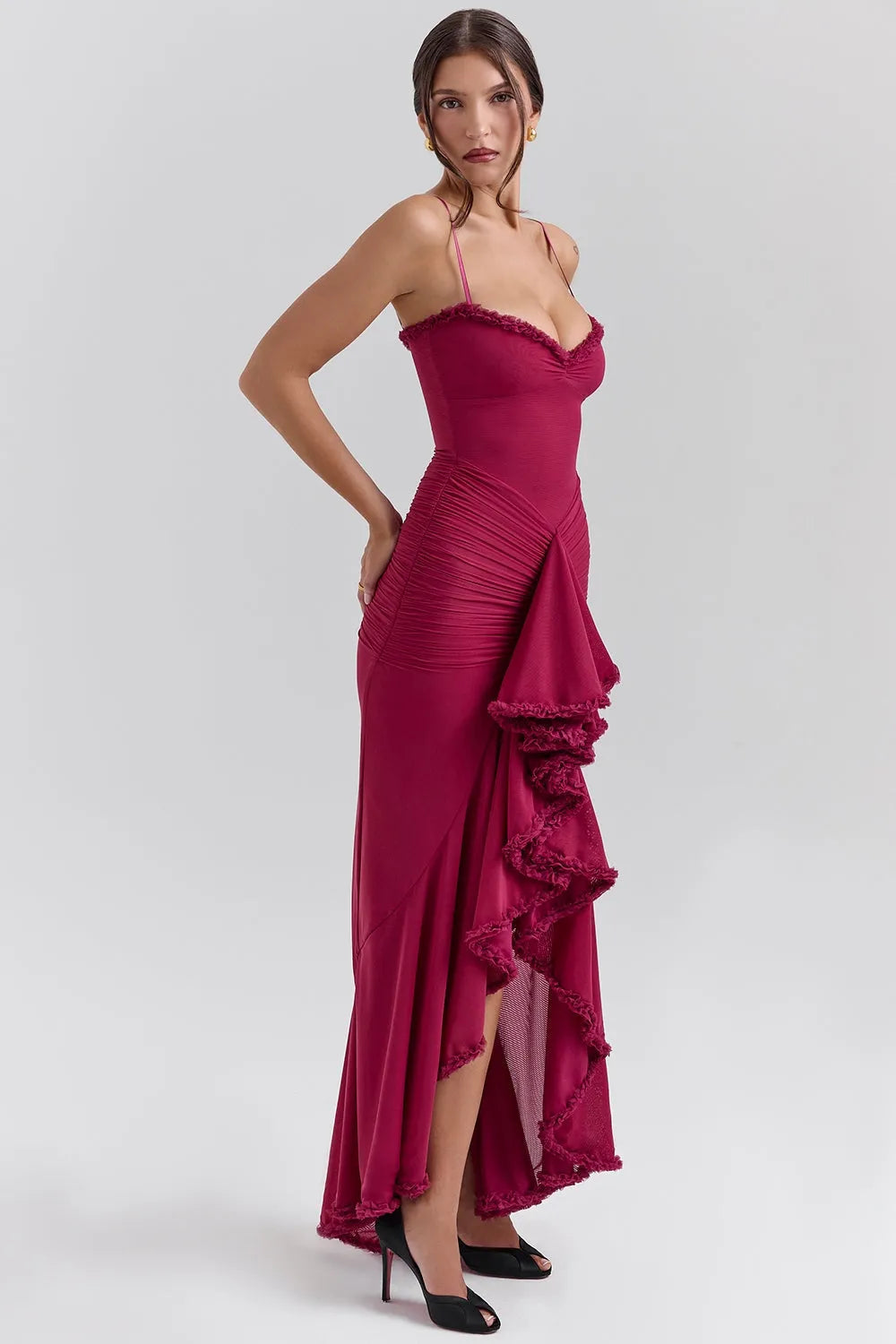 Vestido Longo Com Babado - Lindele Exclusive