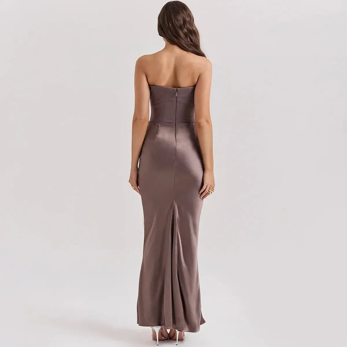 Vestido Longo Para Festas Cinza - Lindele Exclusive