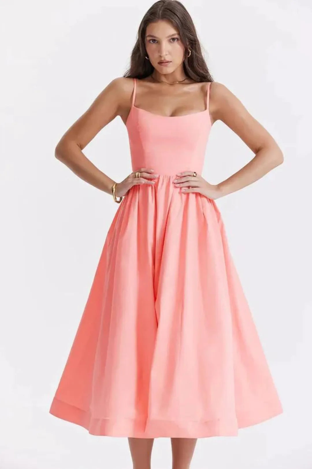 Vestido Feminino Liso Midi - Lindele Exclusive