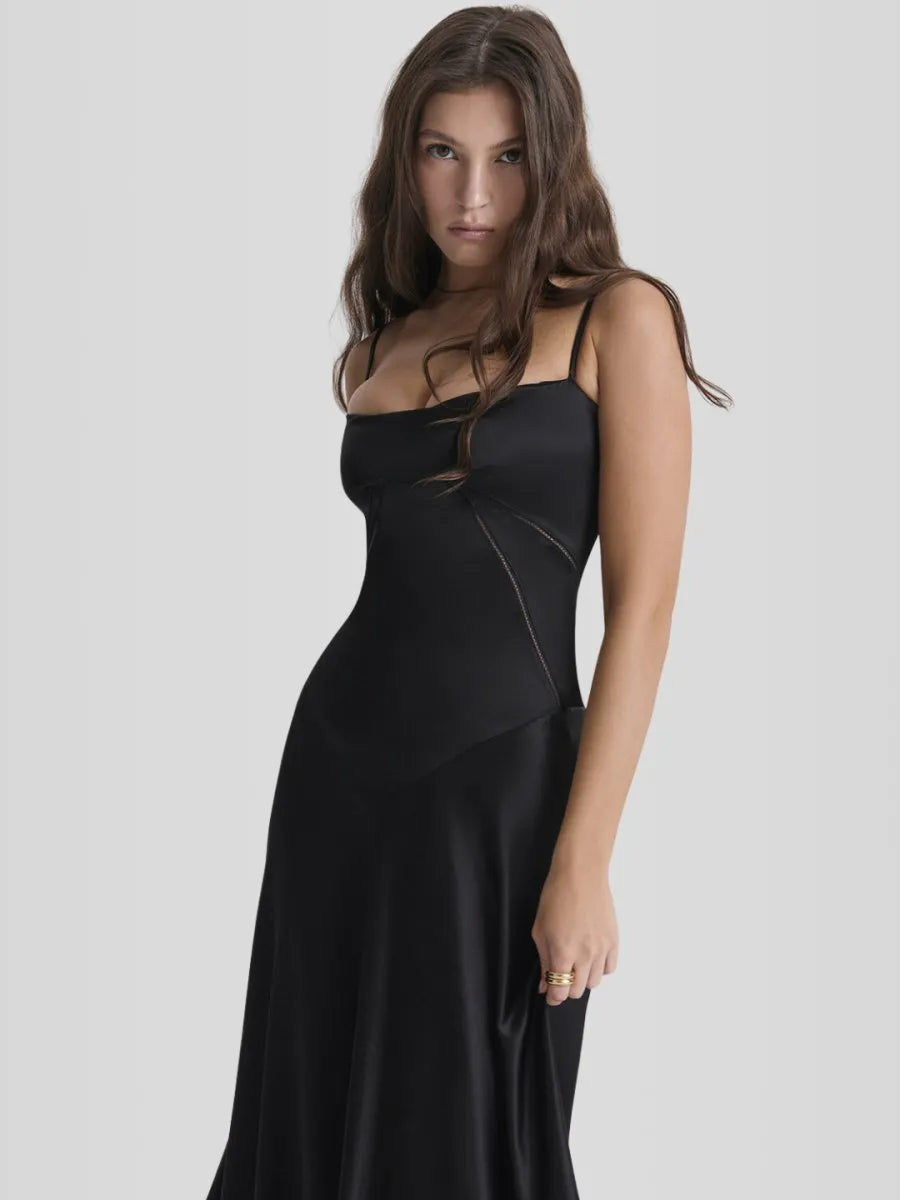 Vestido Longo Com Cetim Sedoso - Lindele Exclusive
