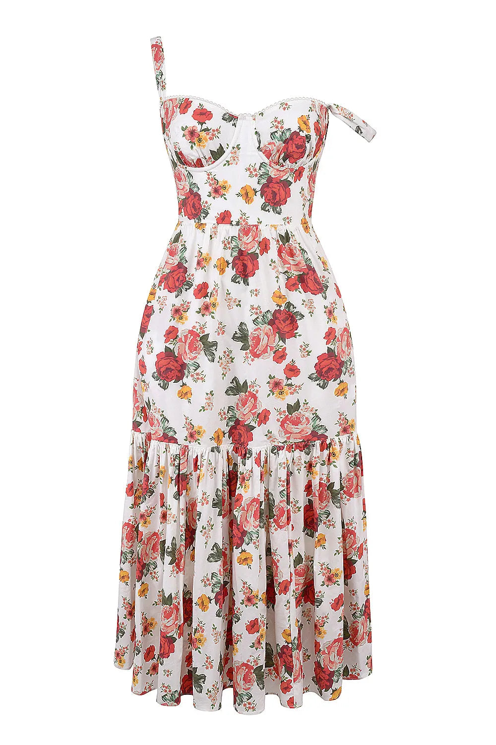 Vestido Midi Floral Modelador de Algodão - Lindele Exclusive