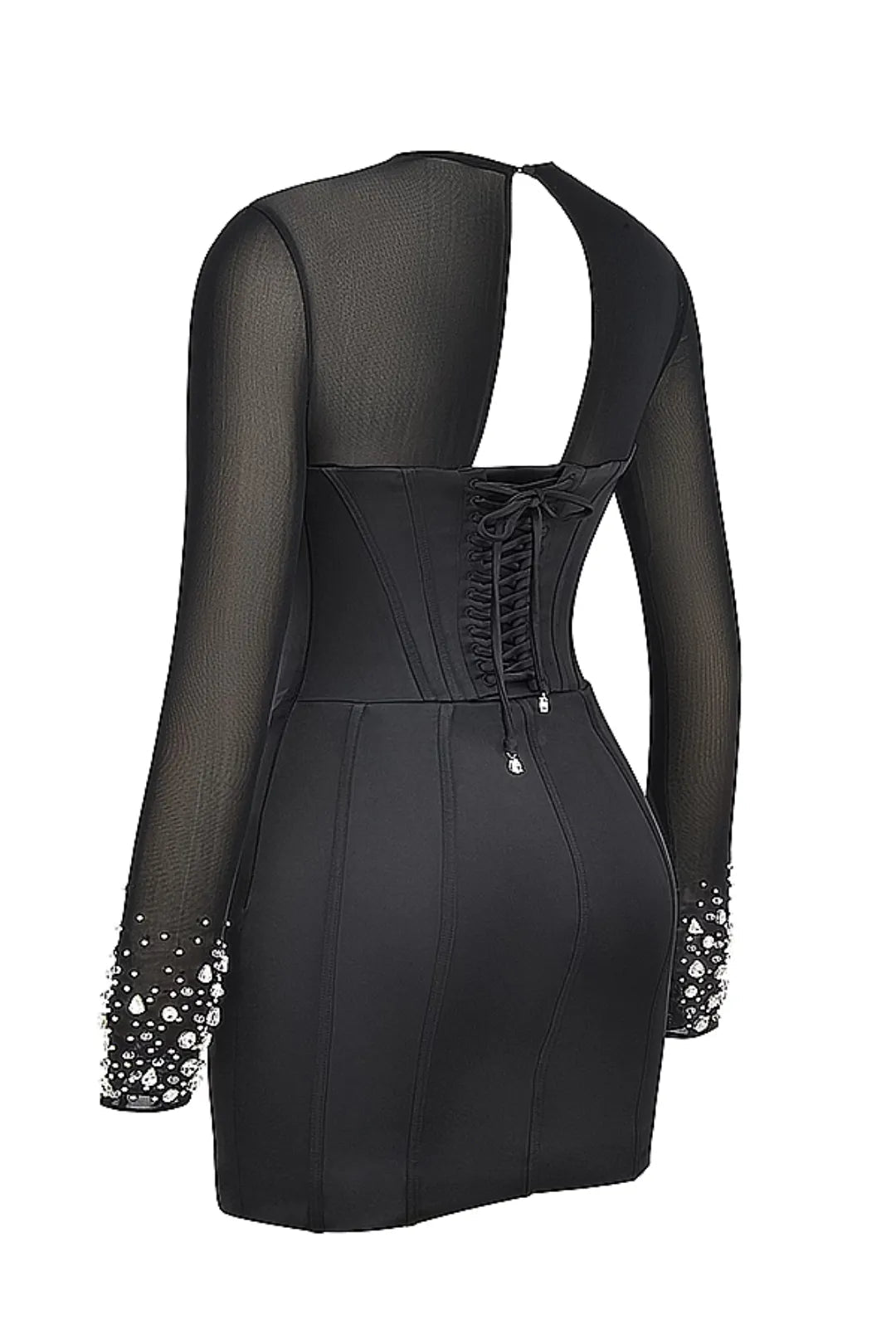 Vestido Curto Preto Modelador Com Cristais - Lindele Exclusive