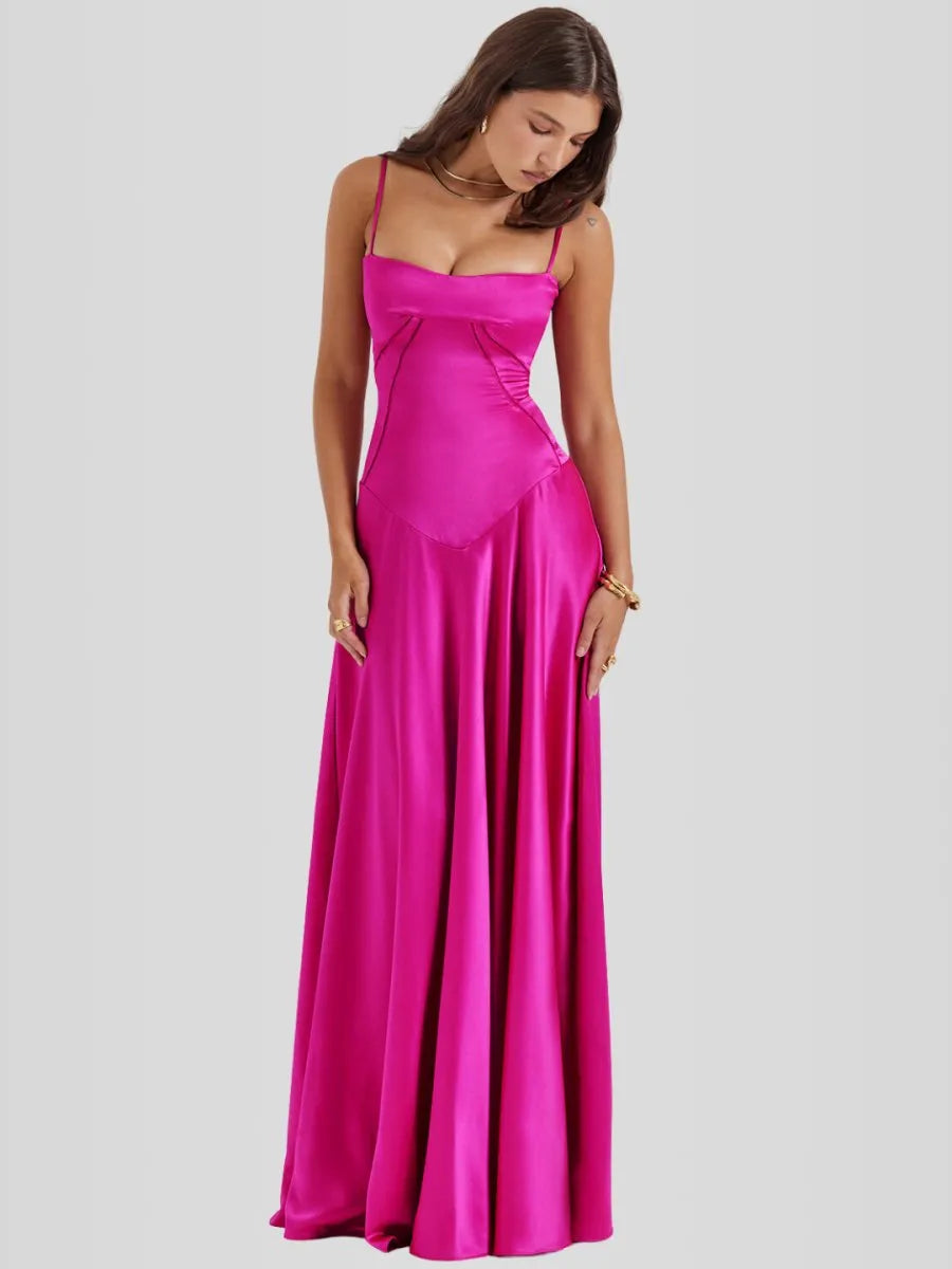 Vestido Longo Com Cetim Sedoso - Lindele Exclusive