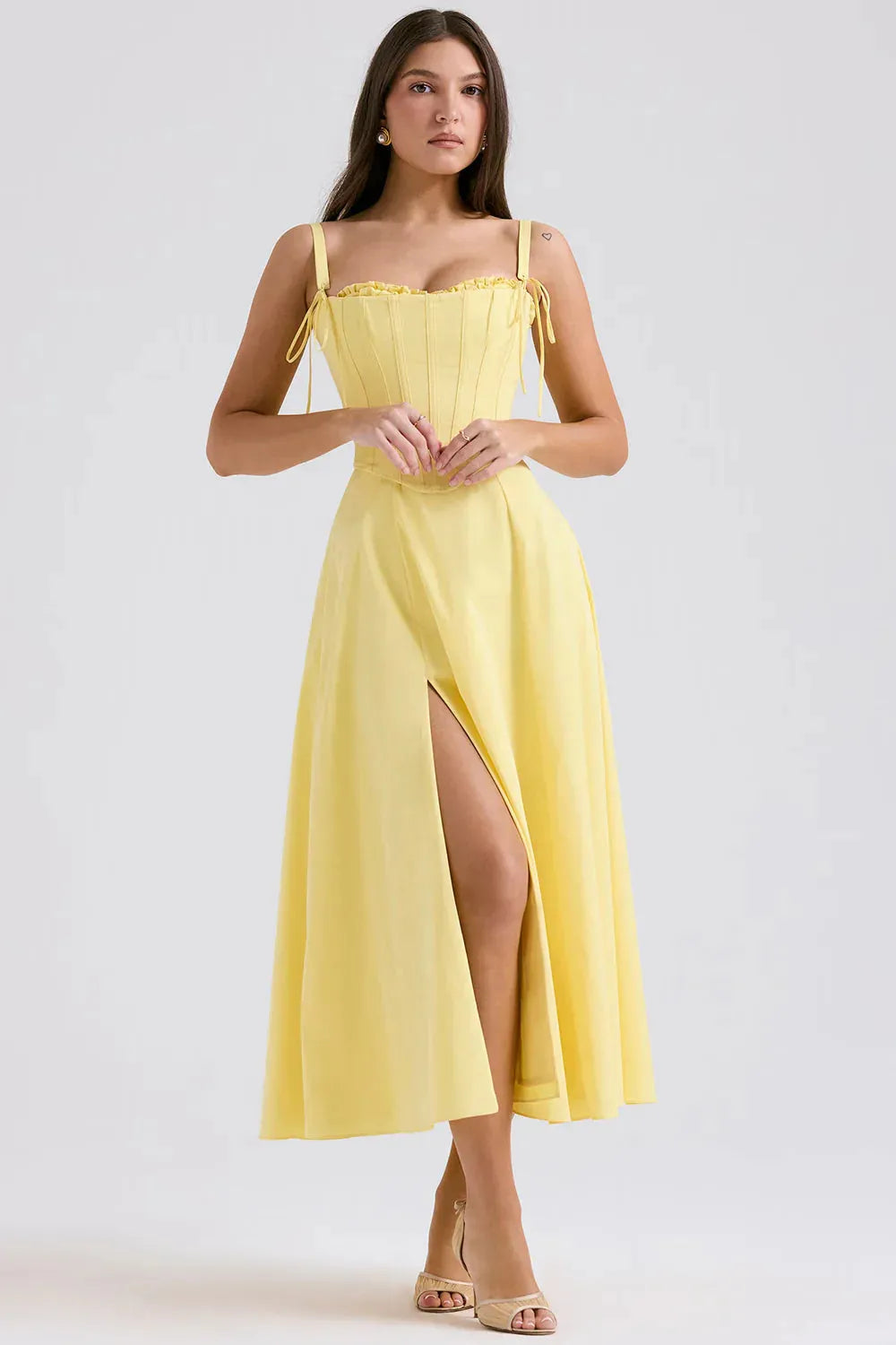 Vestido Midi Com Espartilho - Lindele Exclusive