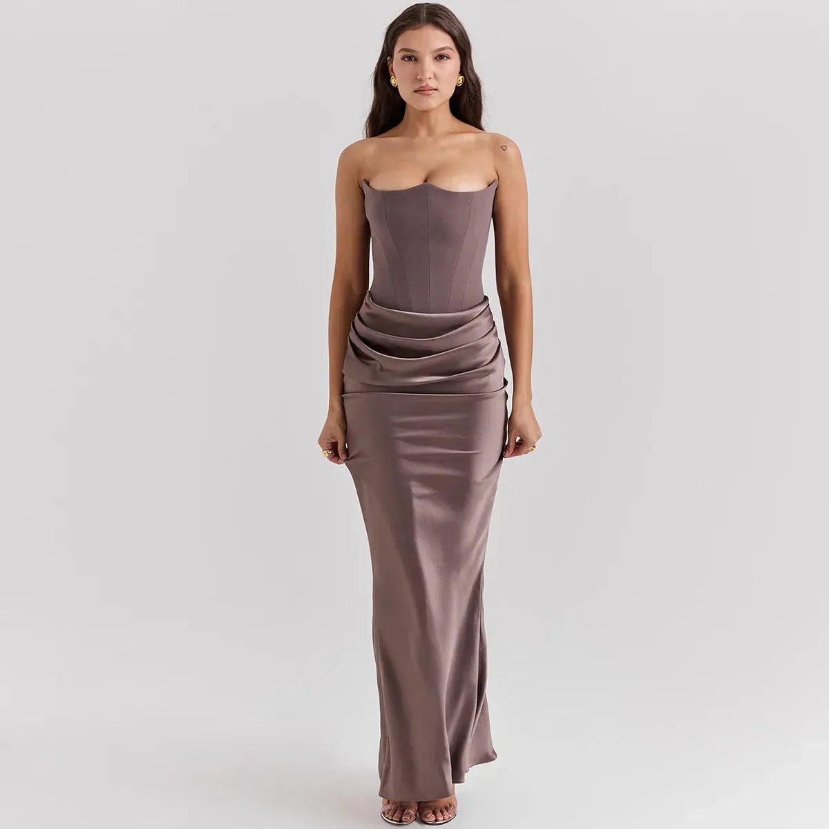 Vestido Longo Para Festas Cinza - Lindele Exclusive