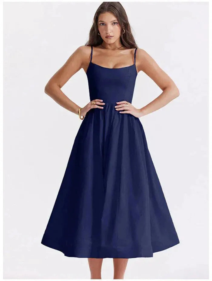 Vestido Feminino Liso Midi - Lindele Exclusive