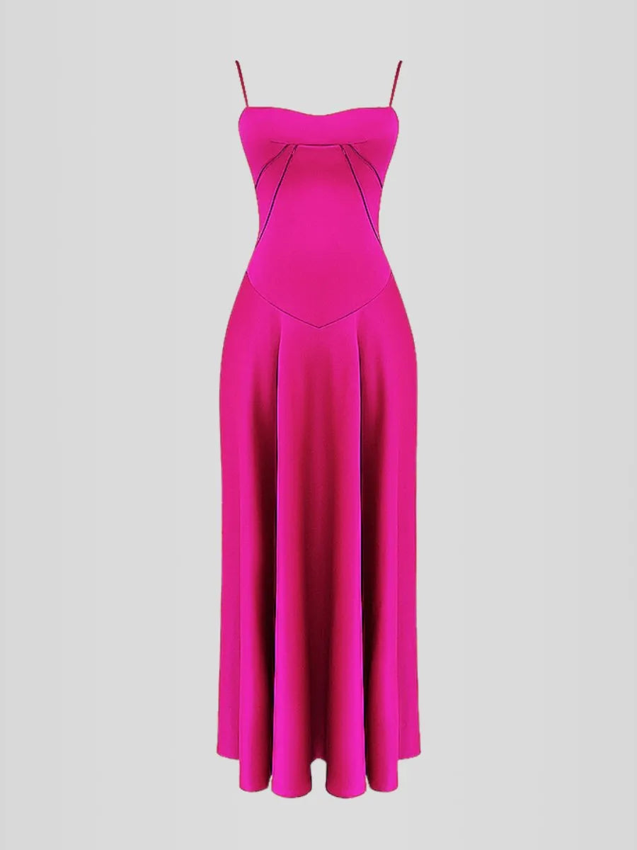Vestido Longo Com Cetim Sedoso - Lindele Exclusive