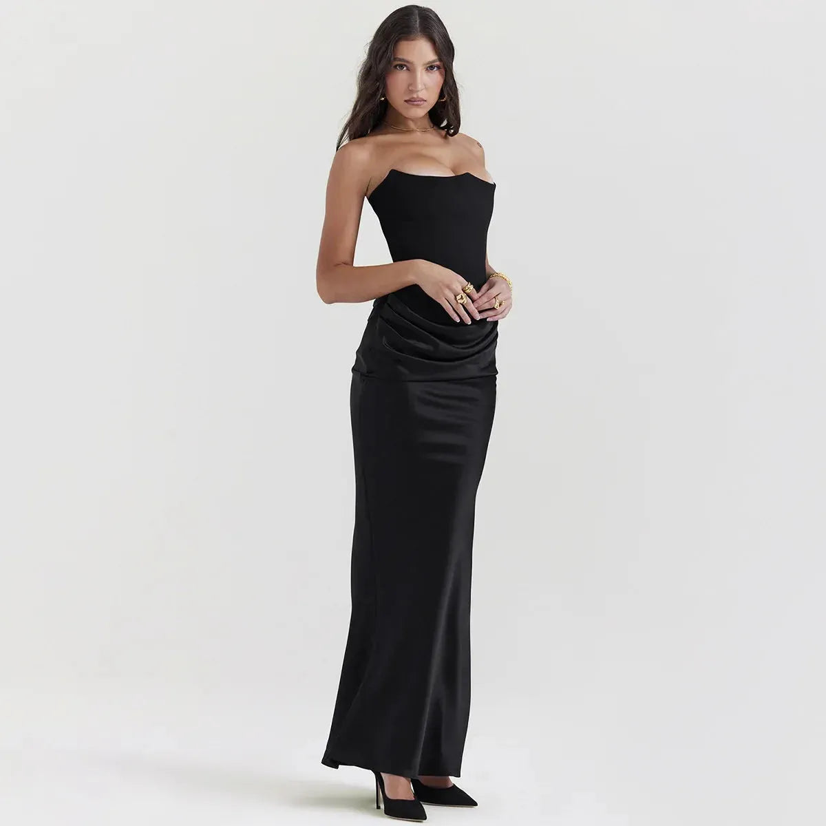 Vestido Longo Para Festas Cinza - Lindele Exclusive