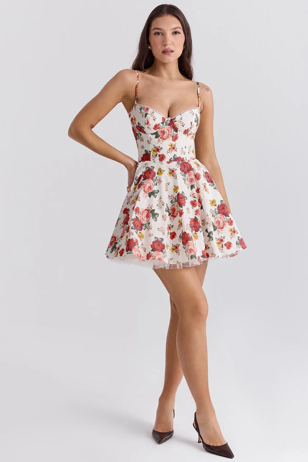 Vestido Curto Floral Modelador - Lindele Exclusive