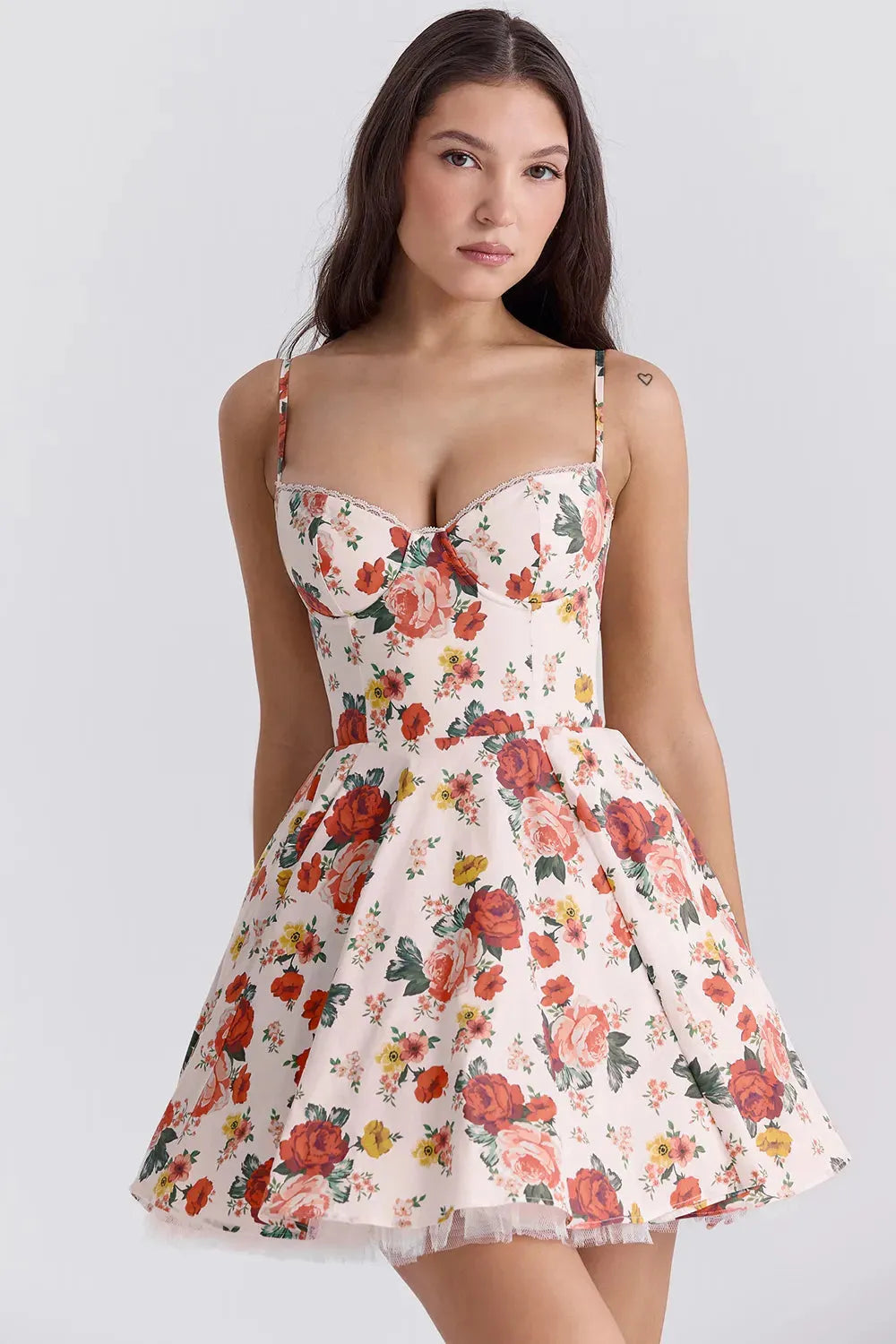 Vestido Curto Floral Modelador - Lindele Exclusive