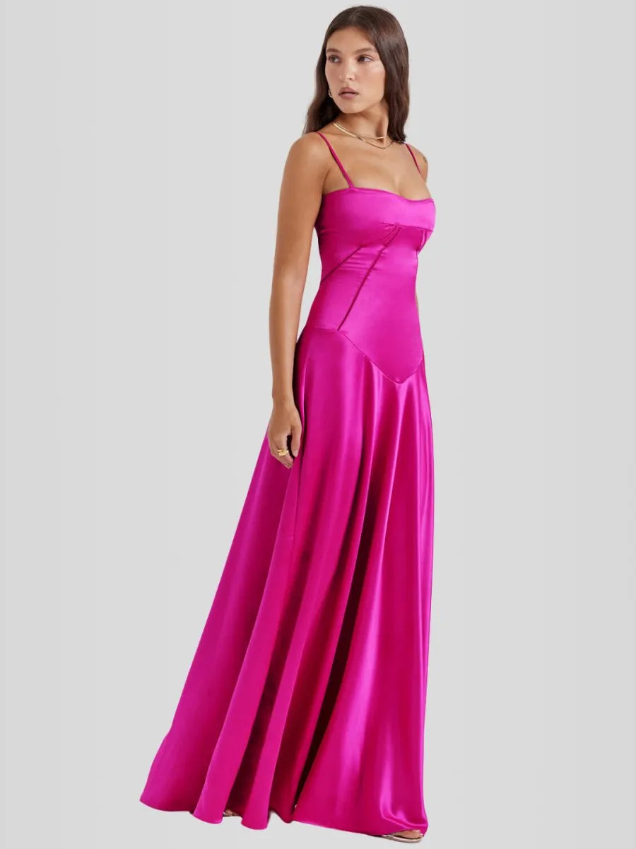 Vestido Longo Com Cetim Sedoso - Lindele Exclusive