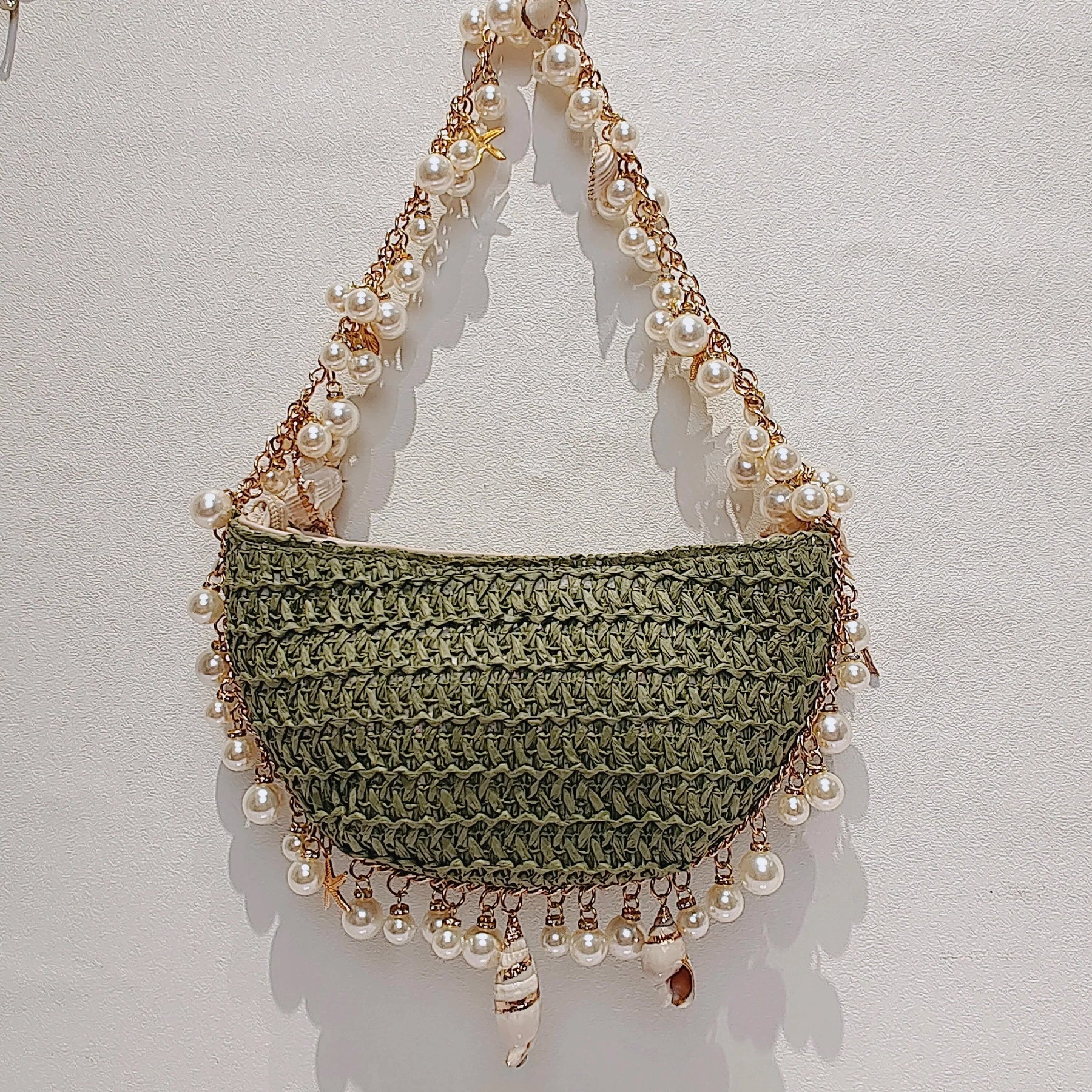 Bolsa de Praia Chic com Pérolas e Conchas