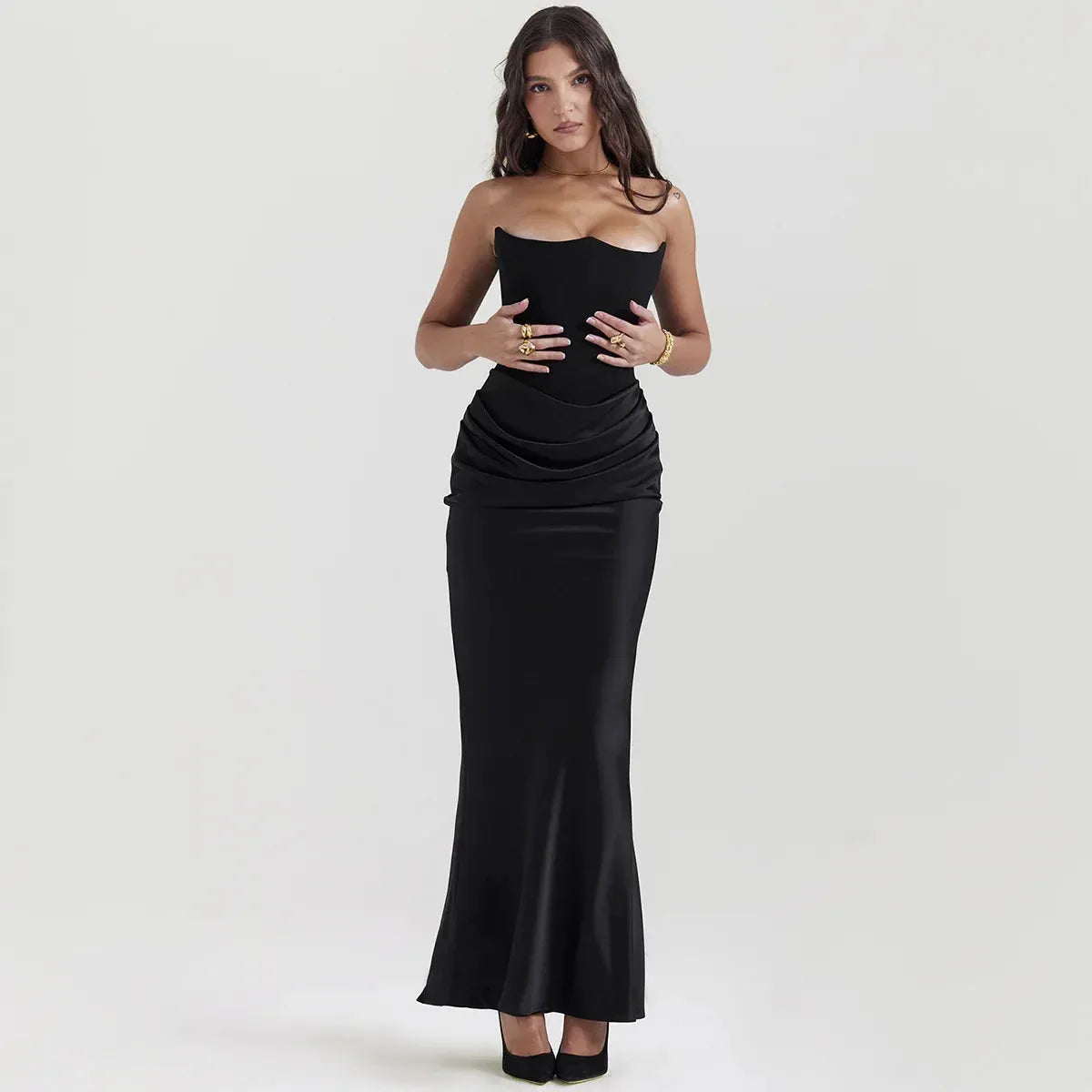 Vestido Longo Para Festas Cinza - Lindele Exclusive