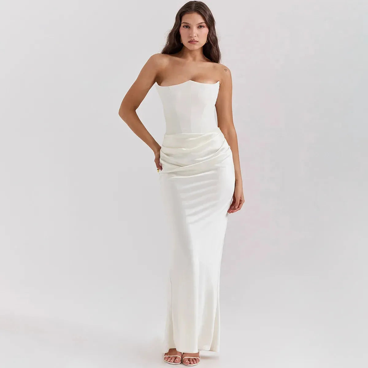 Vestido Longo Para Festas Cinza - Lindele Exclusive