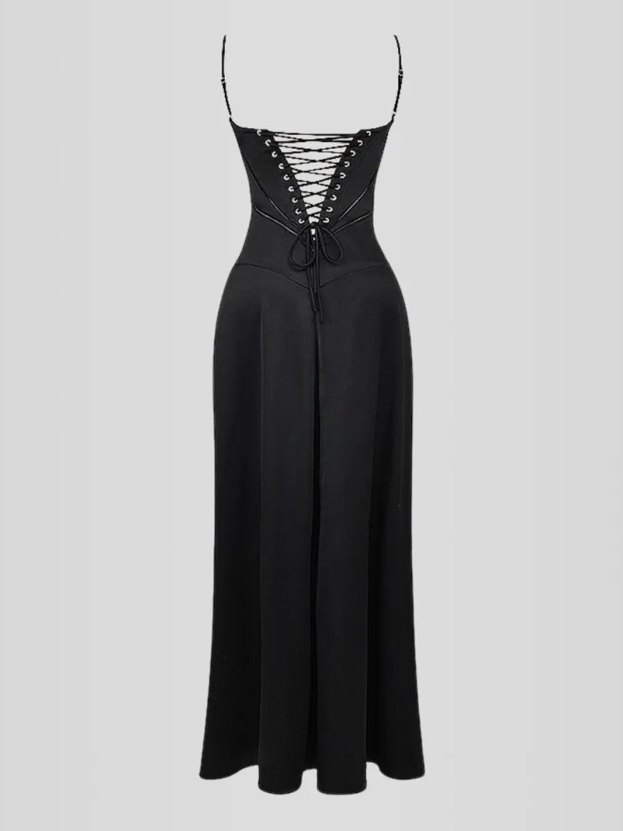 Vestido Longo Com Cetim Sedoso - Lindele Exclusive