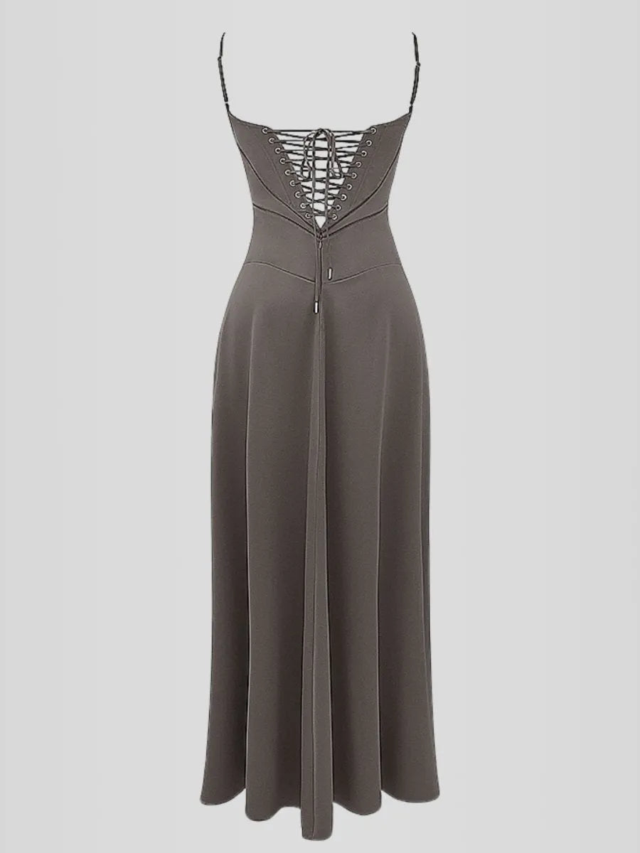 Vestido Longo Com Cetim Sedoso - Lindele Exclusive