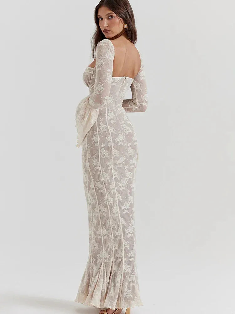 Vestido Longo Com Mangas Longas - Lindele Exclusive