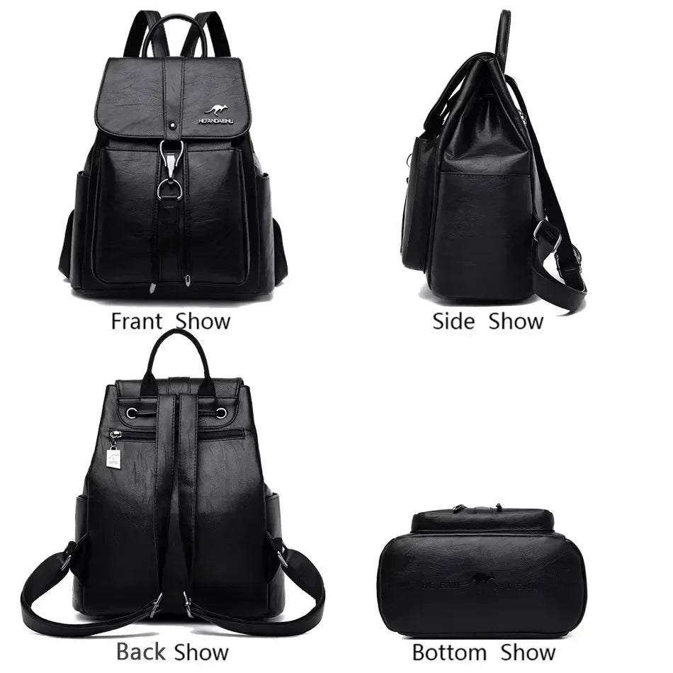 Mochila Feminina De Couro Rain