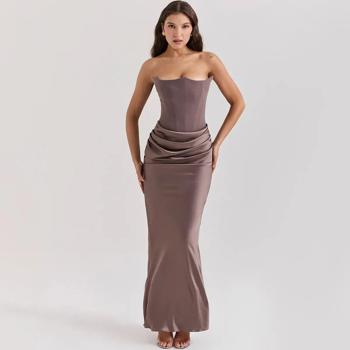 Vestido Longo Para Festas Cinza - Lindele Exclusive