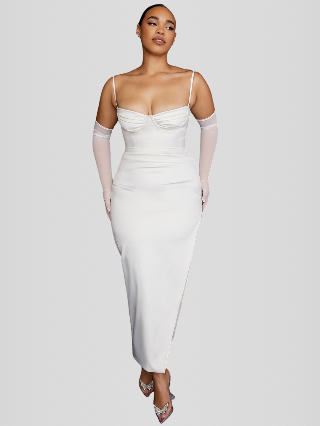 Vestido Longo Modelador Cetim - Lindele Exclusive