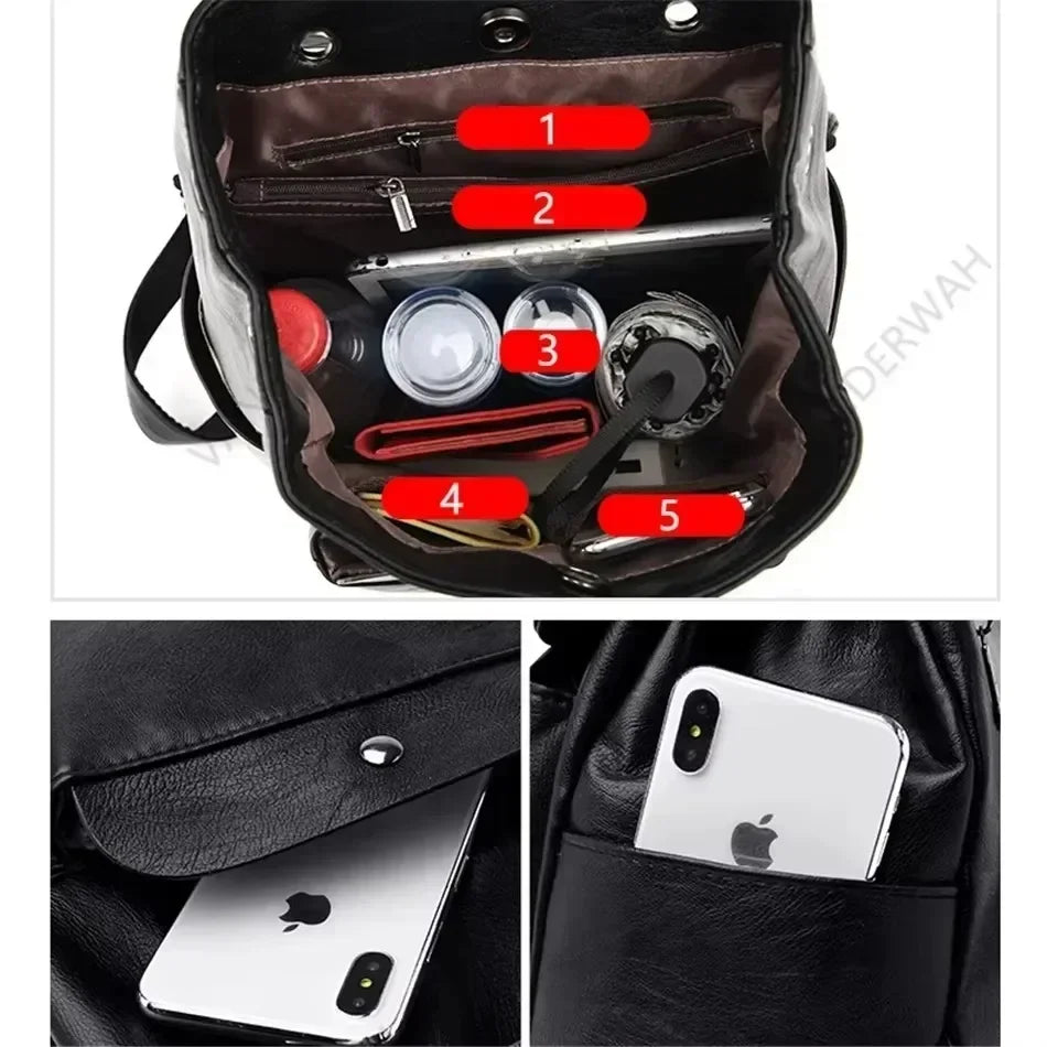 Mochila Feminina De Couro Rain