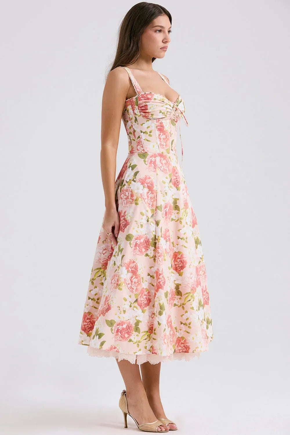 Vestido Midi Floral - Com Espartilho - Lindele Exclusive