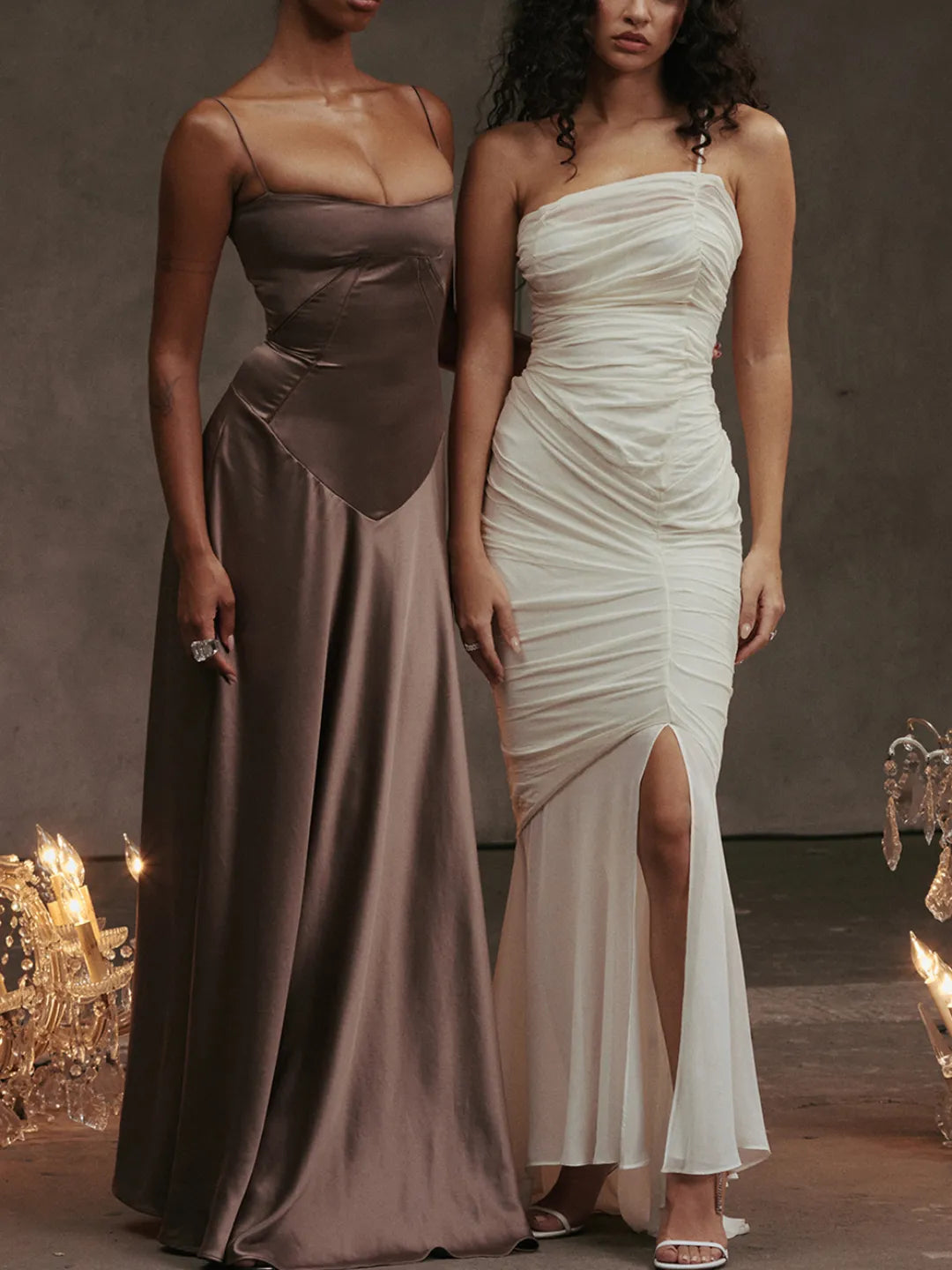 Vestido Longo Com Cetim Sedoso - Lindele Exclusive