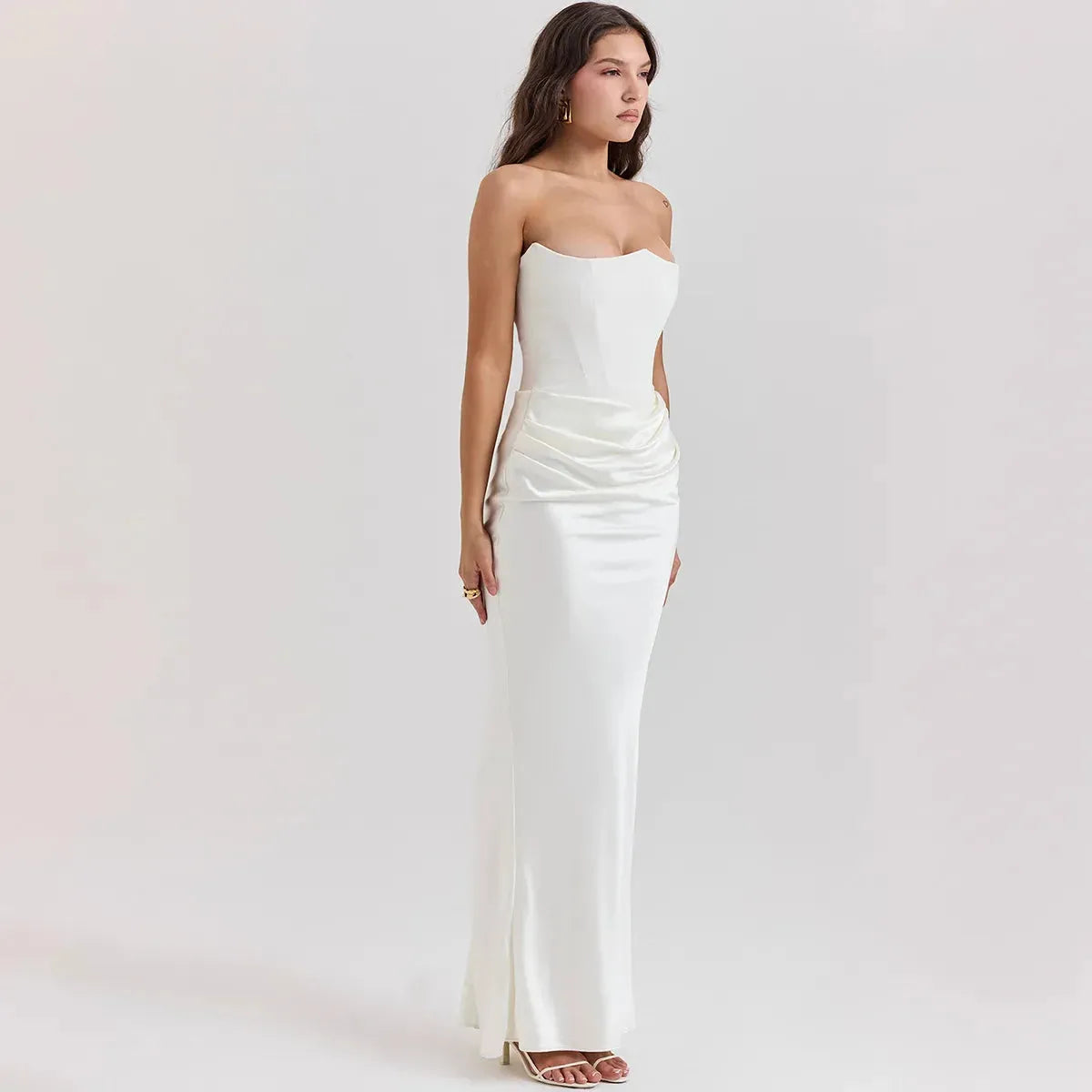 Vestido Longo Para Festas Cinza - Lindele Exclusive
