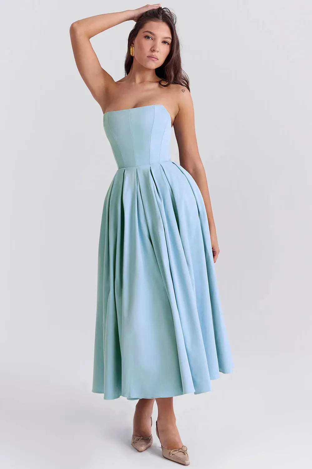 Vestido Feminino Midi Sem Alça - Lindele Exclusive