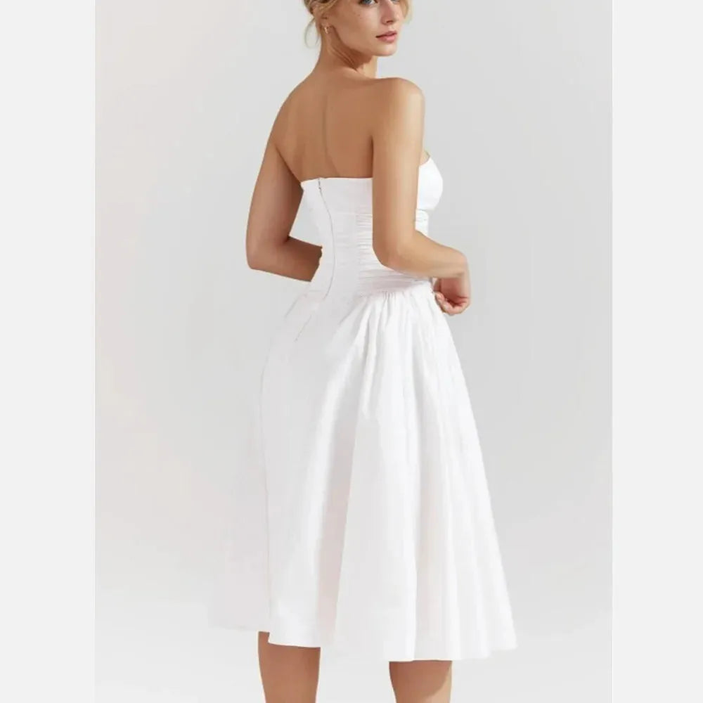 Vestido Midi Detalhes plissados - Lindele Exclusive