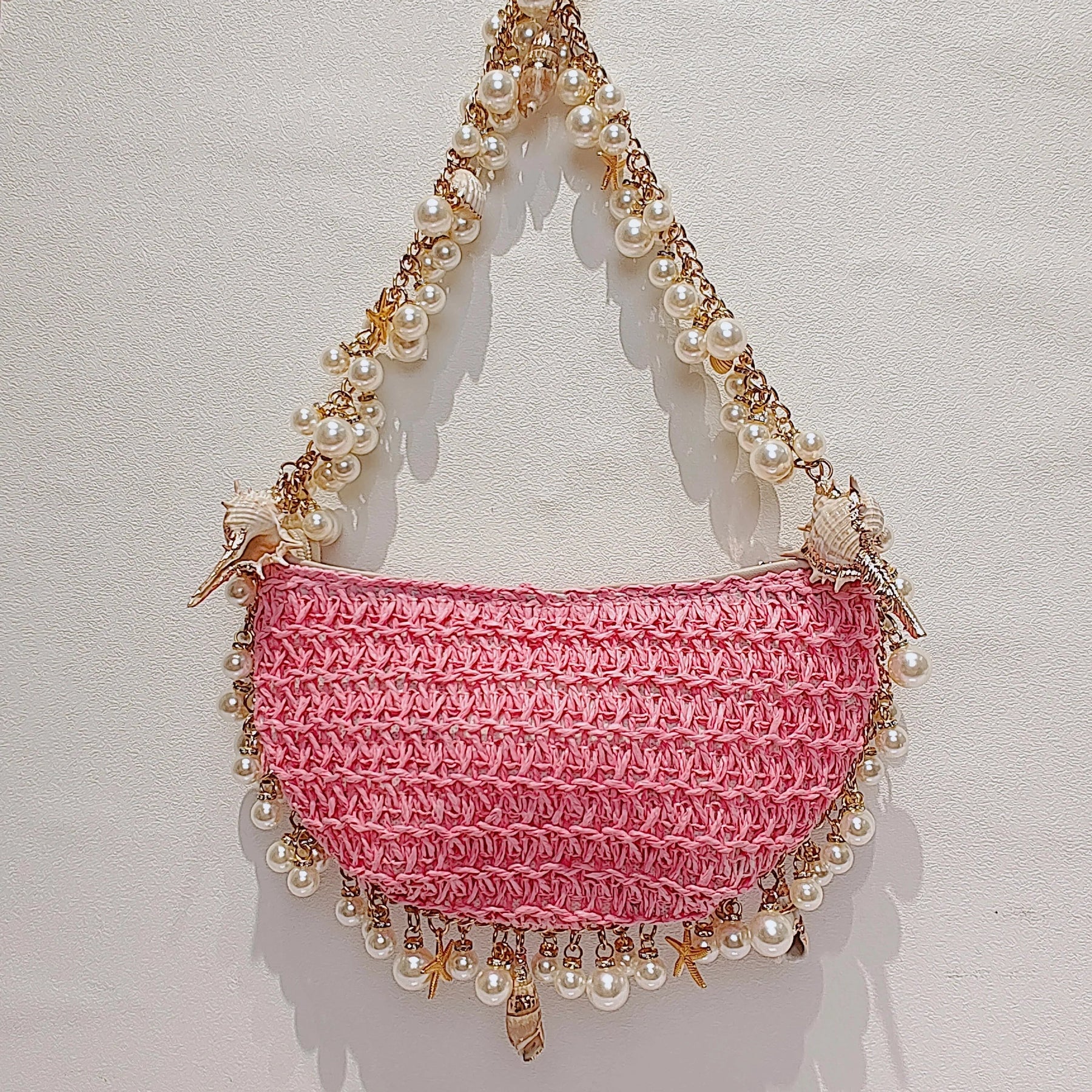 Bolsa de Praia Chic com Pérolas e Conchas
