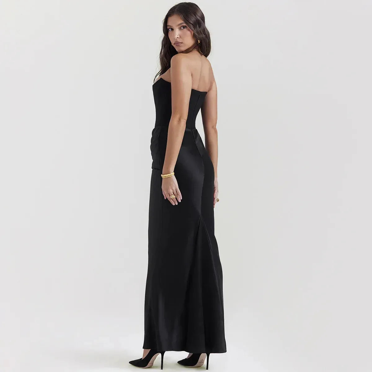 Vestido Longo Para Festas Cinza - Lindele Exclusive