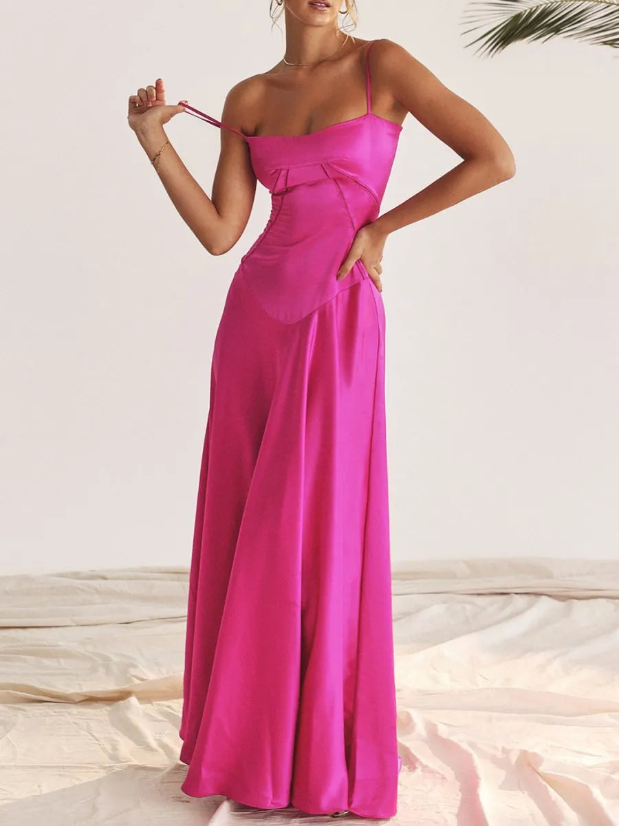 Vestido Longo Com Cetim Sedoso - Lindele Exclusive