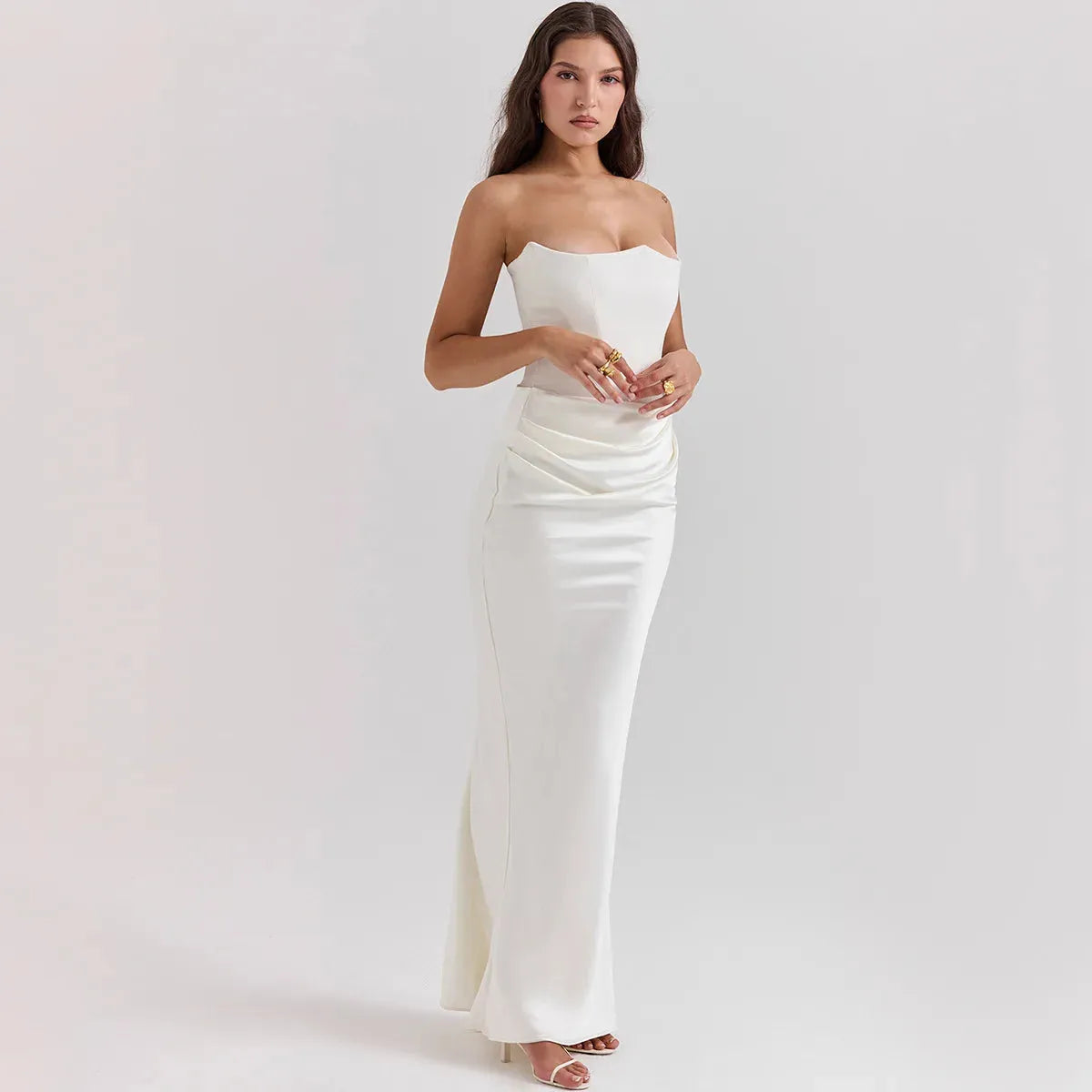 Vestido Longo Para Festas Cinza - Lindele Exclusive
