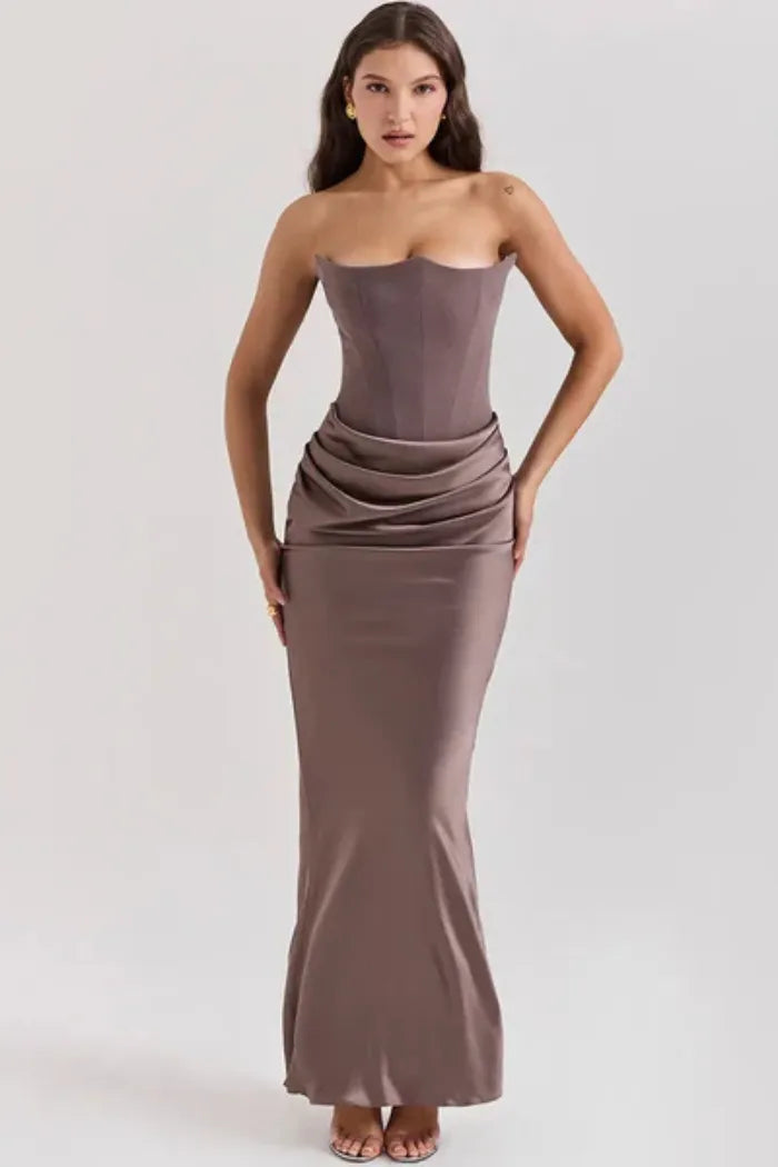 Vestido Longo Para Festas Cinza - Lindele Exclusive