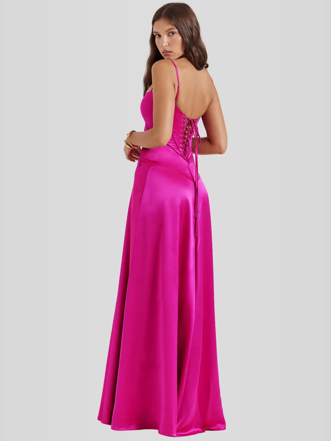 Vestido Longo Com Cetim Sedoso - Lindele Exclusive
