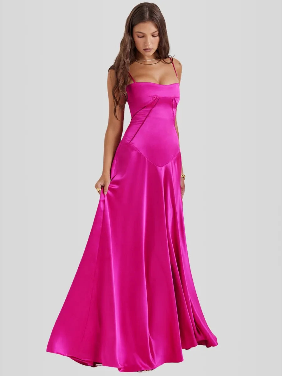 Vestido Longo Com Cetim Sedoso - Lindele Exclusive