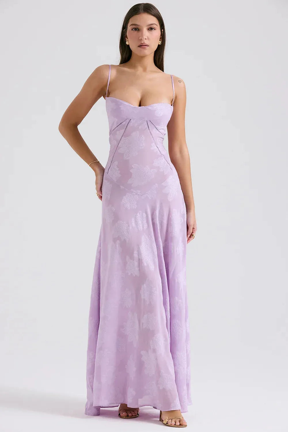 Vestido Longo Semitransparente Floral - Lindele Exclusive