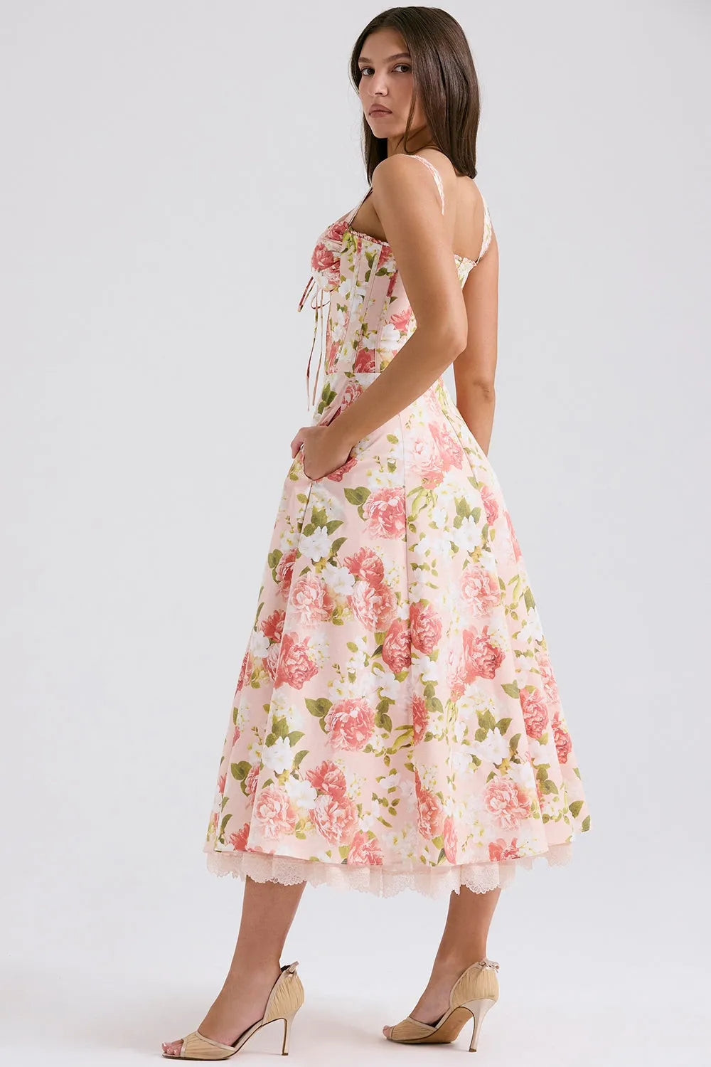 Vestido Midi Floral - Com Espartilho - Lindele Exclusive