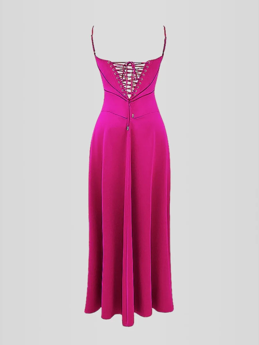 Vestido Longo Com Cetim Sedoso - Lindele Exclusive