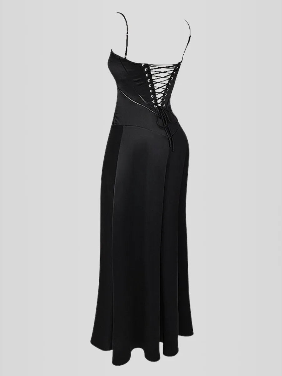Vestido Longo Com Cetim Sedoso - Lindele Exclusive