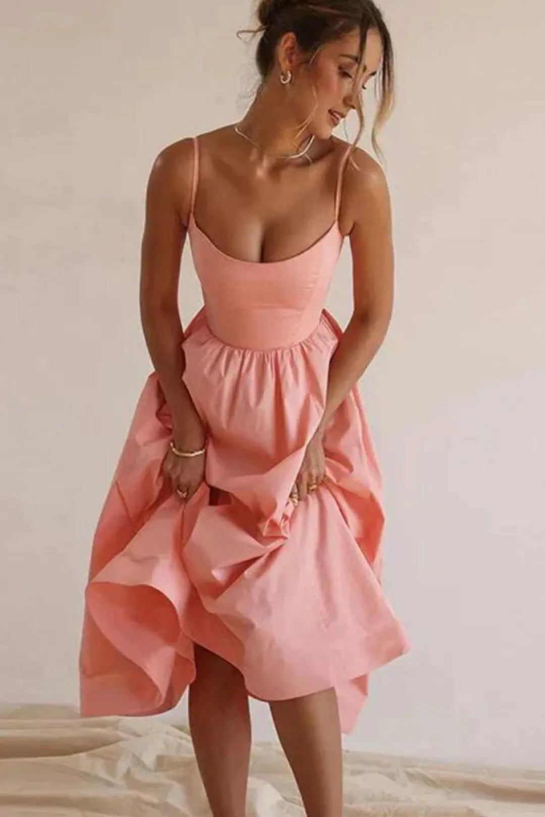 Vestido Feminino Liso Midi - Lindele Exclusive