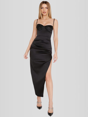 Vestido Longo Modelador Cetim - Lindele Exclusive