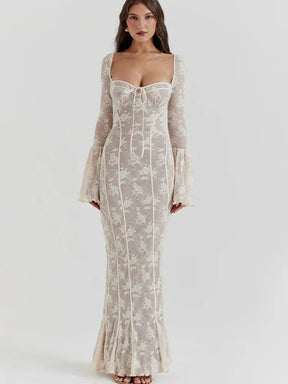 Vestido Longo Com Mangas Longas - Lindele Exclusive