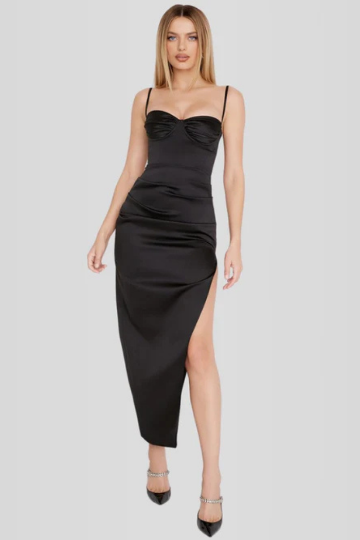 Vestido Longo Modelador Cetim - Lindele Exclusive