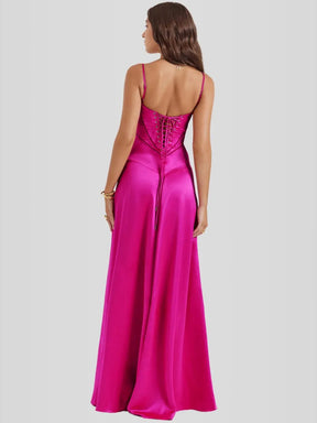 Vestido Longo Com Cetim Sedoso - Lindele Exclusive