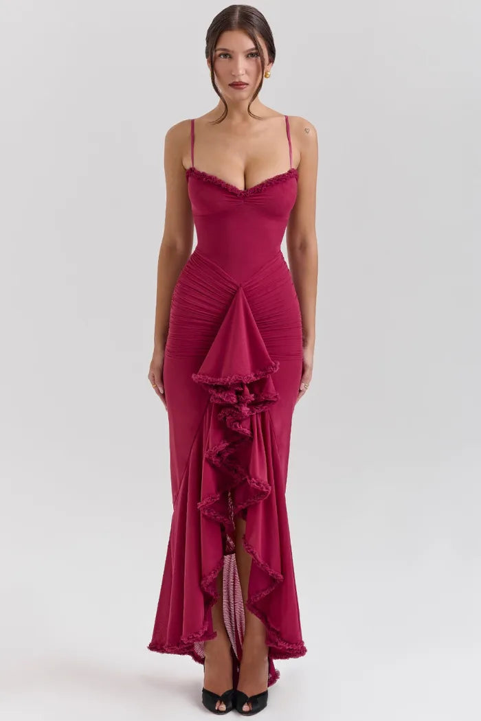 Vestido Longo  Com Babado - Lindele Exclusive