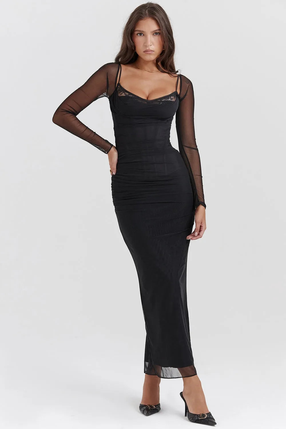 Vestido Longo Com Renda - Lindele Exclusive